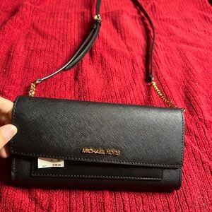Michael Kors Black Crossbody Bag with Gold Accents